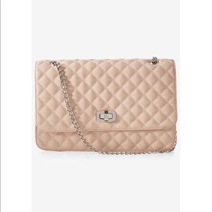 Express blush silver chain quilted crossbody bag